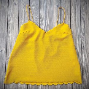 WOVEN V NECK CAMI with Scalloped Edge
